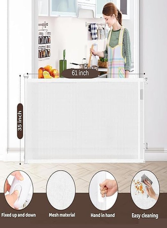 GNOLY بوابة أمان شبكية قابلة للسحب من GNOLY مقاس 55 بوصة - حاجز واسع للمداخل والممرات للأطفال الرضع والحيوانات الأليفة - تصميم موفر للمساحة مع شريط معزز للمتانة (قطعة واحدة) - Image 2